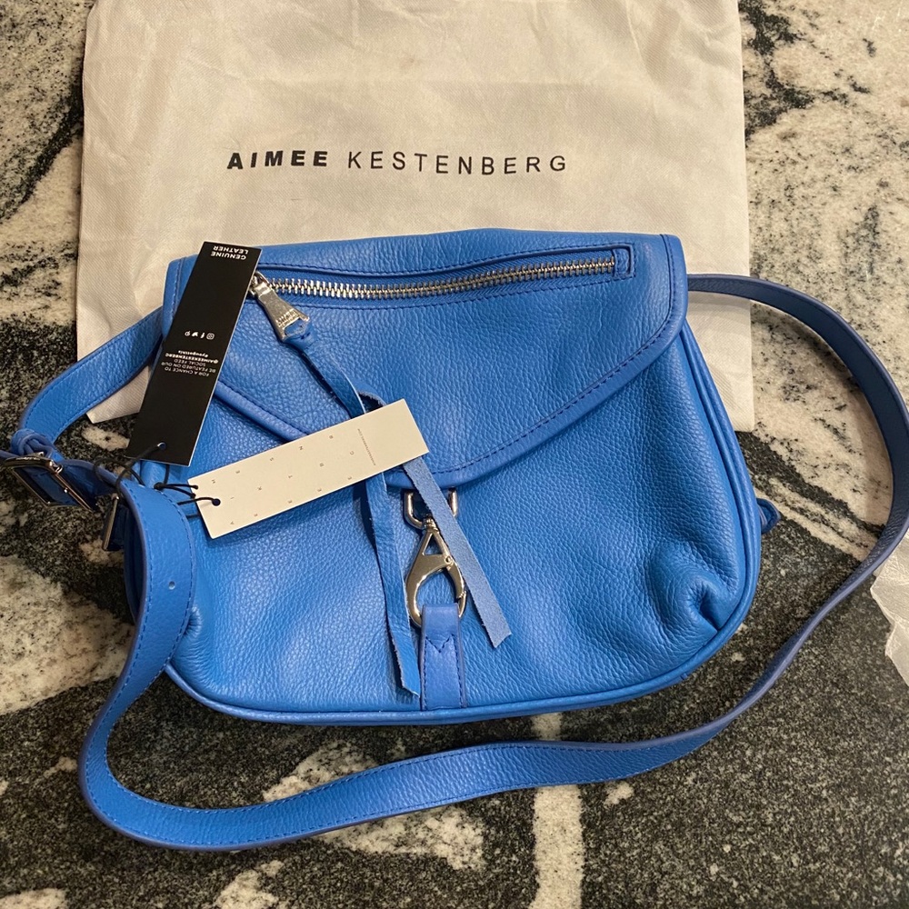 Aimee Kestenberg Electric Blue Pebbled Leather Shoulder Bag